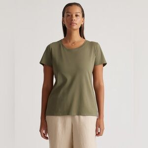 Quince Olive Green Cotton Modal Scoop Neck Tee